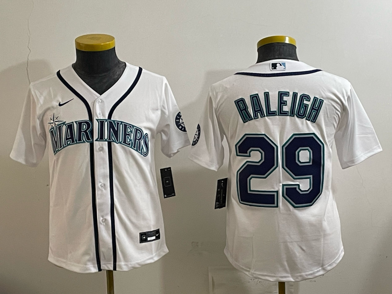 youth 2026 Seattle Mariners #29 Raleigh white Nike MLB Jersey 007